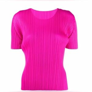 Issey miyaki pleats Vibrant Pink Pleated Top